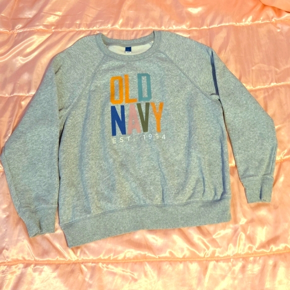 Old Navy Tops - Old Navy gray and with pastel letters sweatshirt